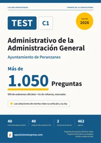 Portada del libro: 999 preguntas reales para el programa oficial de Administrativo de la Administración General · Ayuntamiento de Peranzanes