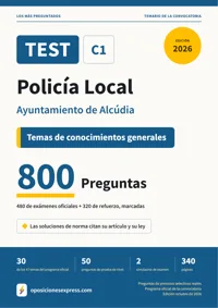 Portada del libro: 480 preguntas reales para el programa oficial de Policía Local · Ayuntamiento de Alcúdia — Temas de conocimientos generales