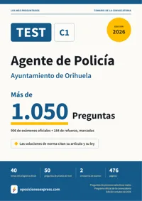 Portada del libro: 906 preguntas reales para el programa oficial de Agente de Policía · Ayuntamiento de Orihuela