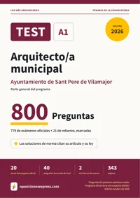 Portada del libro: 779 preguntas reales para el programa oficial de Arquitecto/a municipal · Ayuntamiento de Sant Pere de Vilamajor