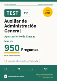 Portada del libro: 955 preguntas reales para el programa oficial de Auxiliar de Administración General · Ayuntamiento de Illescas