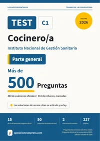 Portada del libro: 403 preguntas reales para el programa oficial de Cocinero/a · Instituto Nacional de Gestión Sanitaria — Parte general