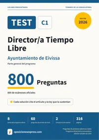Portada del libro: 800 preguntas reales para el programa oficial de Director/a Tiempo Libre · Ayuntamiento de Eivissa