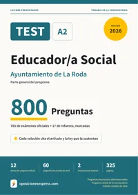 Portada del libro: 783 preguntas reales para el programa oficial de Educador/a Social · Ayuntamiento de La Roda