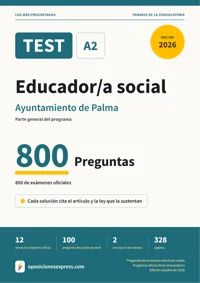Portada del libro: 800 preguntas reales para el programa oficial de Educador/a social · Ayuntamiento de Palma