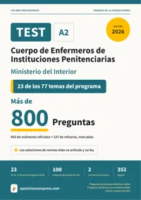 Portada del libro: 603 preguntas reales para el programa oficial del Cuerpo de Enfermeros de Instituciones Penitenciarias · Ministerio del Interior — 23 de 77 temas