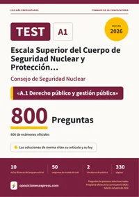 Portada del libro: 800 preguntas reales para el programa oficial de la Escala Superior del Cuerpo de Seguridad Nuclear y Protección… · Consejo de Seguridad Nuclear — 10 de 99 temas