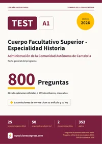 Portada del libro: 661 preguntas reales para el programa oficial del Cuerpo Facultativo Superior - Especialidad Historia · Administración de la Comunidad Autónoma de Cantabria