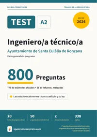 Portada del libro: 775 preguntas reales para el programa oficial de Ingeniero/a técnico/a · Ayuntamiento de Santa Eulàlia de Ronçana