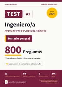 Portada del libro: 777 preguntas reales para el programa oficial de Ingeniero/a · Ayuntamiento de Caldes de Malavella — Temario general