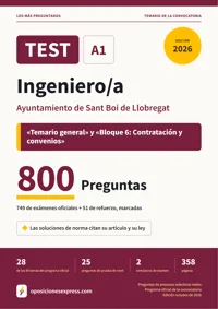 Portada del libro: 749 preguntas reales para el programa oficial de Ingeniero/a · Ayuntamiento de Sant Boi de Llobregat — 28 de 90 temas