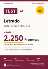 Portada del libro: 1.899 preguntas reales para el programa oficial de Letrado · Consejo Insular de Formentera