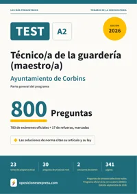 Portada del libro: 783 preguntas reales para el programa oficial de Técnico/a de la guardería (maestro/a) · Ayuntamiento de Corbins