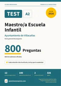 Portada del libro: 800 preguntas reales para el programa oficial de Maestro/a Escuela Infantil · Ayuntamiento de Villacañas
