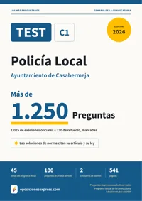 Portada del libro: 1.025 preguntas reales para el programa oficial de Policía Local · Ayuntamiento de Casabermeja