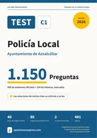 Portada del libro: 966 preguntas reales para el programa oficial de Policía Local · Ayuntamiento de Aznalcóllar