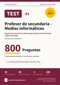Portada del libro: 743 preguntas reales para el programa oficial de Profesor de secundaria - Medios informáticos · Organismo Autónomo Municipal de Educación de Sant Cugat del Vallès