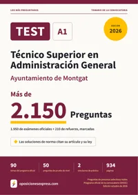 Portada del libro: 1.950 preguntas reales para el programa oficial de Técnico Superior en Administración General · Ayuntamiento de Montgat