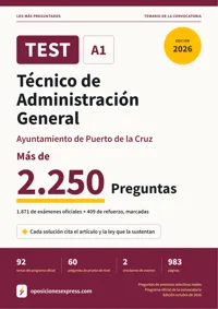 Portada del libro: 1.871 preguntas reales para el programa oficial de Técnico de Administración General · Ayuntamiento de Puerto de la Cruz