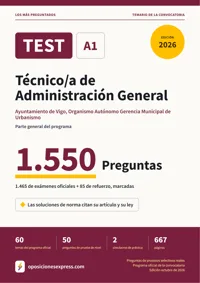 Portada del libro: 1.465 preguntas reales para el programa oficial de Técnico/a de Administración General · Ayuntamiento de Vigo, Organismo Autónomo Gerencia Municipal de Urbanismo