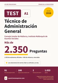 Portada del libro: 1.930 preguntas reales para el programa oficial de Técnico de Administración General · Consejo Insular de Mallorca, Instituto Mallorquín de Asuntos Sociales