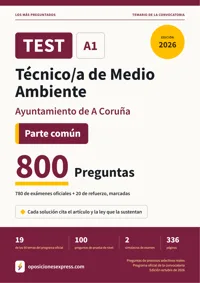 Portada del libro: 780 preguntas reales para el programa oficial de Técnico/a de Medio Ambiente · Ayuntamiento de A Coruña — Parte común