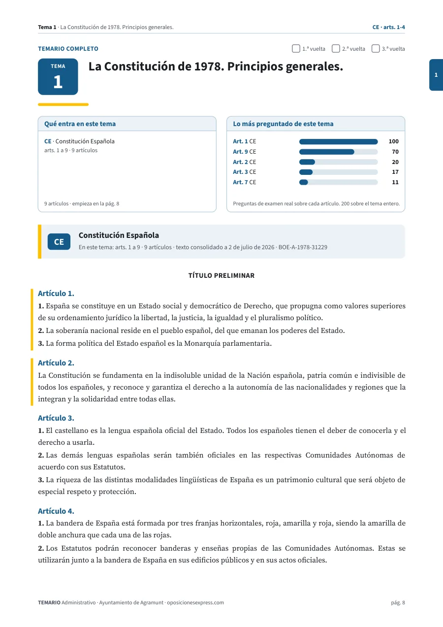 Primera página del tema 1 del temario