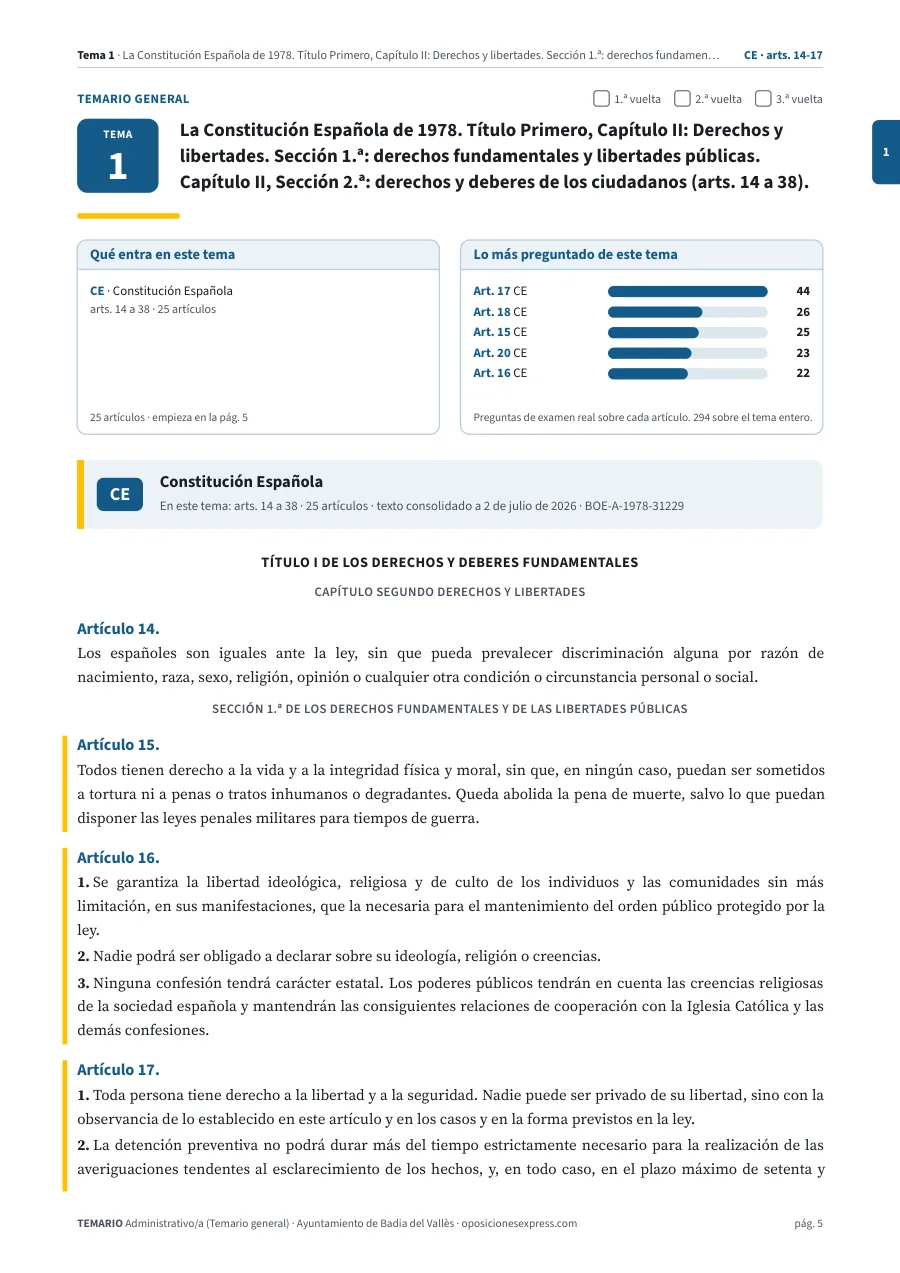 Primera página del tema 1 del temario