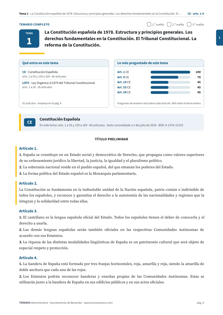 Primera página del tema 1 del temario