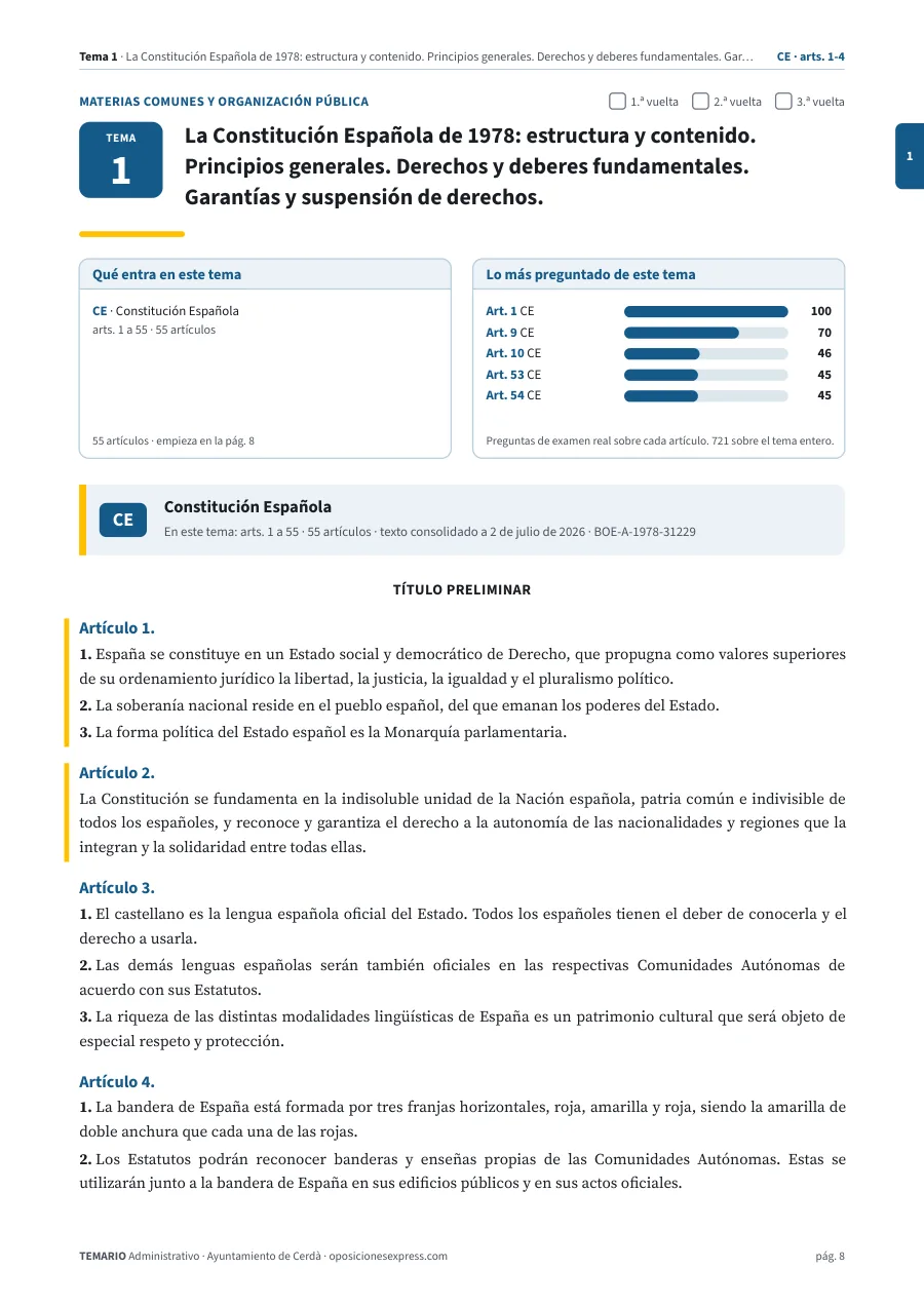 Primera página del tema 1 del temario