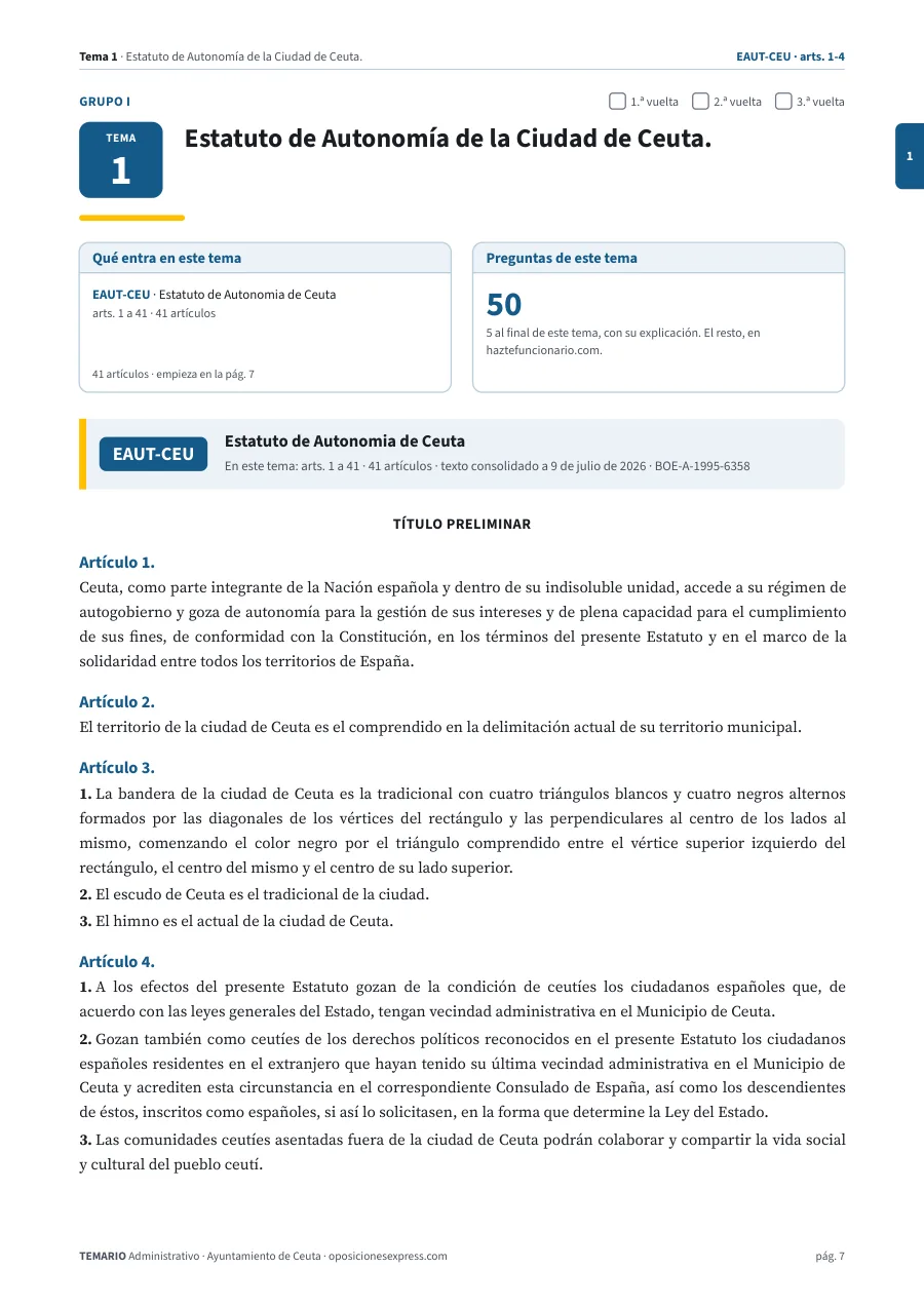 Primera página del tema 1 del temario