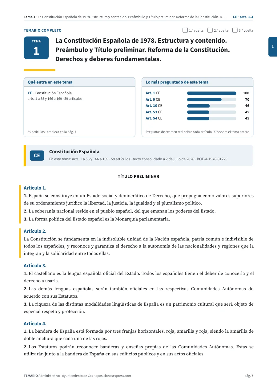 Primera página del tema 1 del temario