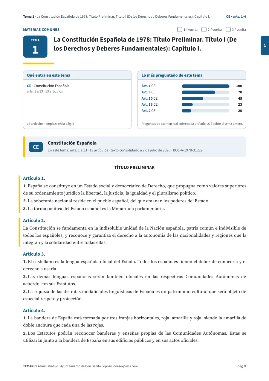 Primera página del tema 1 del temario