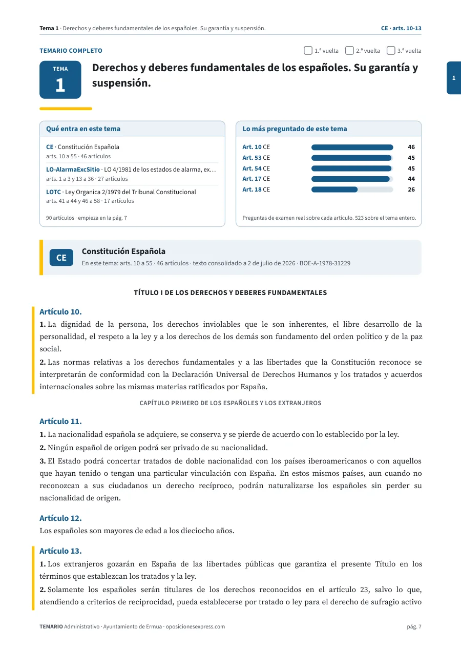 Primera página del tema 1 del temario