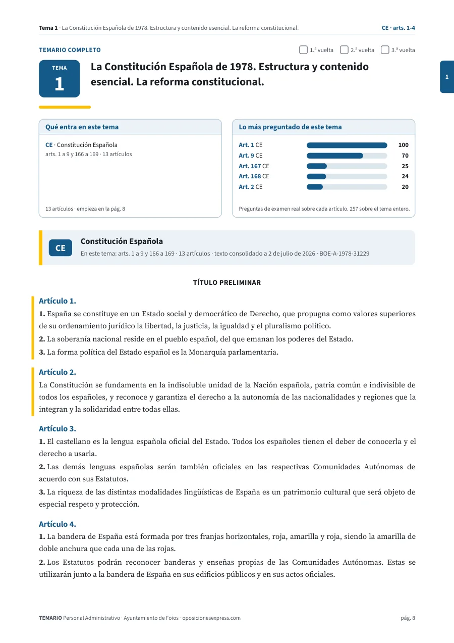 Primera página del tema 1 del temario