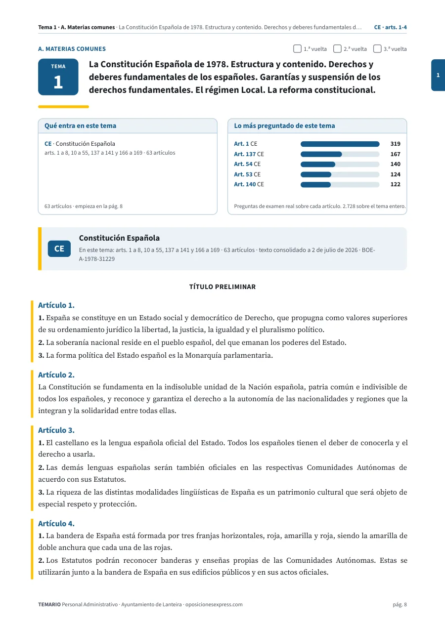 Primera página del tema 1 del temario