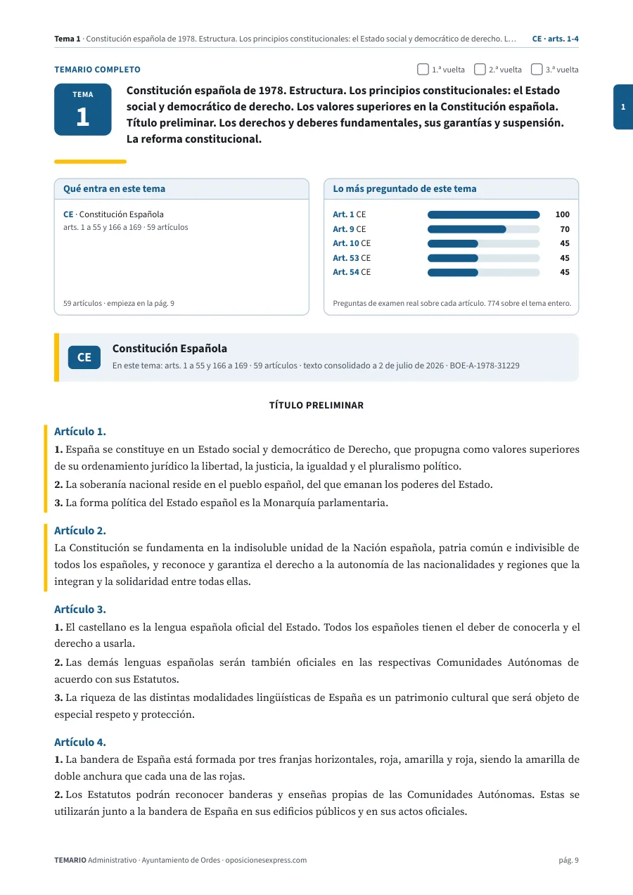 Primera página del tema 1 del temario