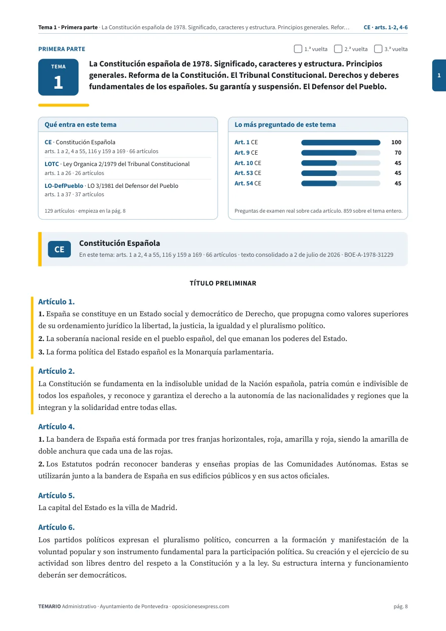 Primera página del tema 1 del temario