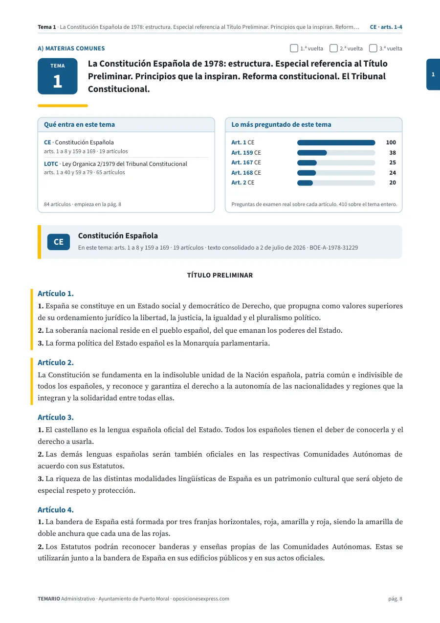 Primera página del tema 1 del temario