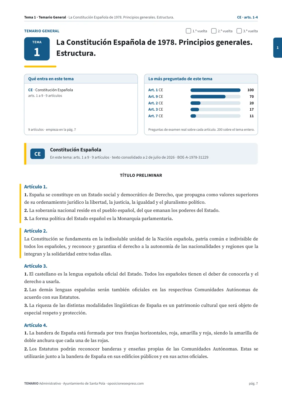 Primera página del tema 1 del temario