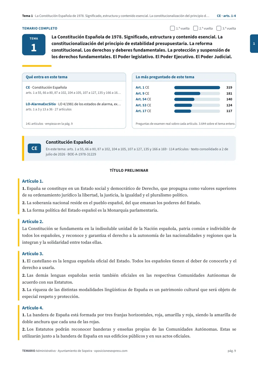 Primera página del tema 1 del temario