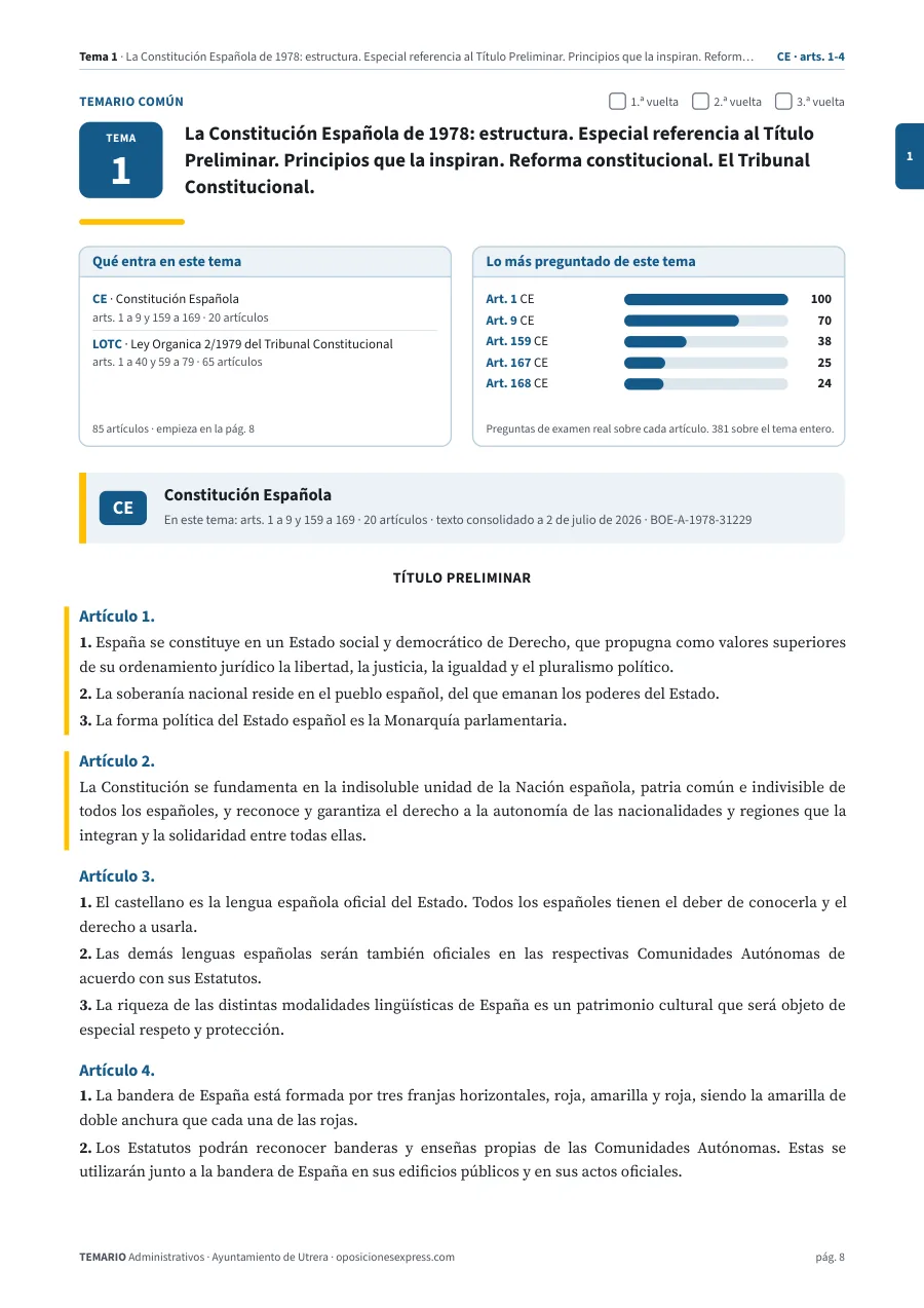 Primera página del tema 1 del temario