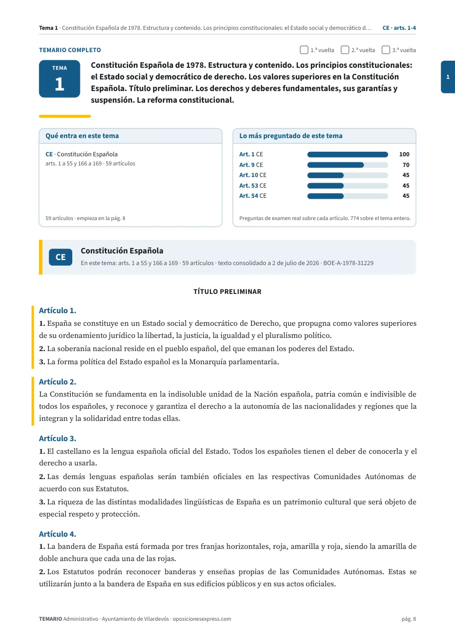 Primera página del tema 1 del temario
