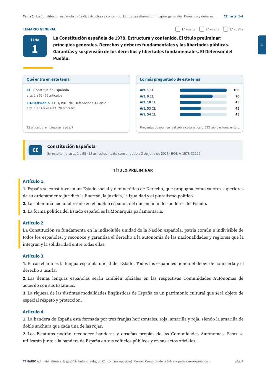 Primera página del tema 1 del temario