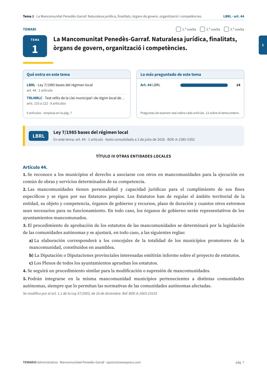 Primera página del tema 1 del temario