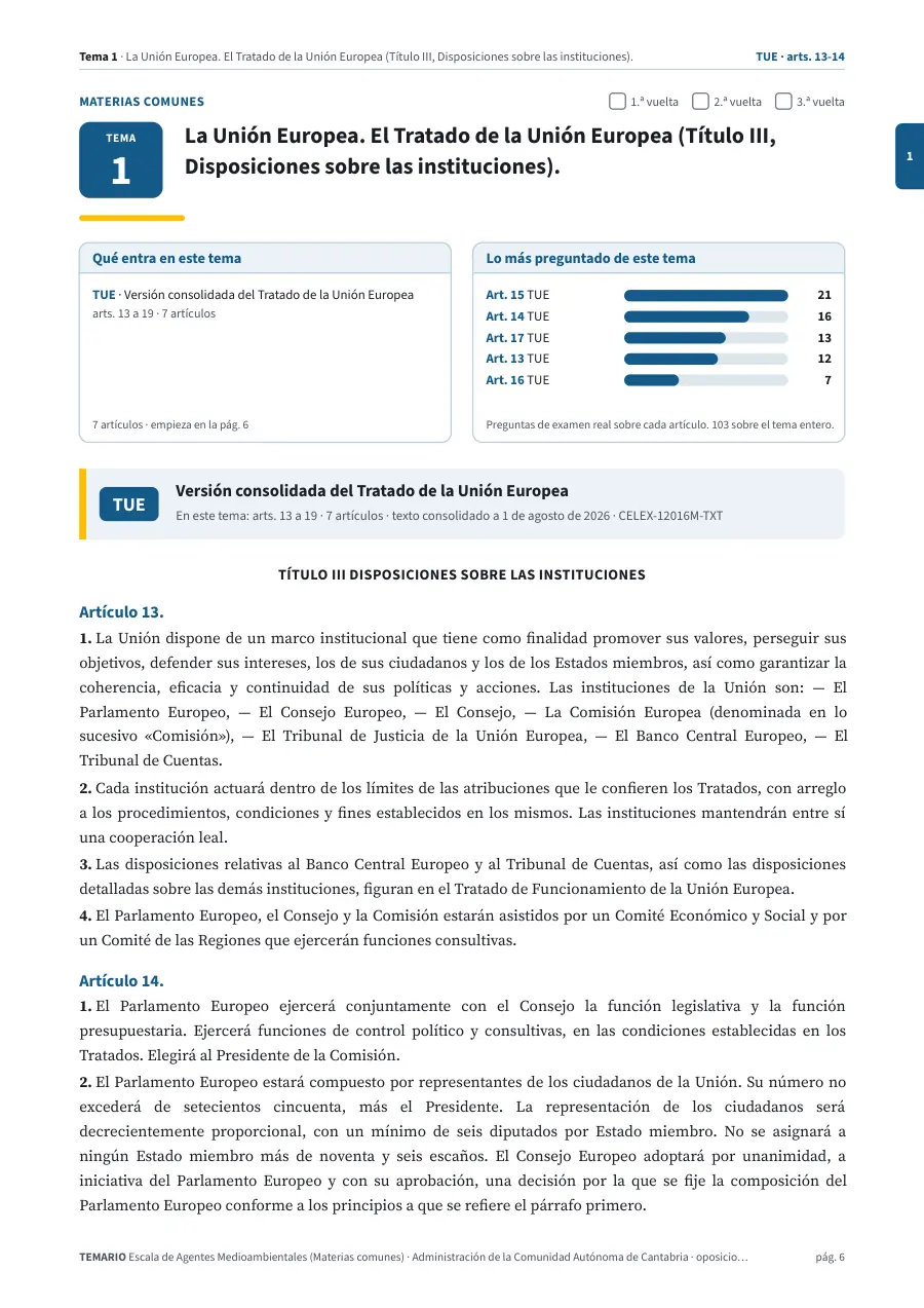 Primera página del tema 1 del temario