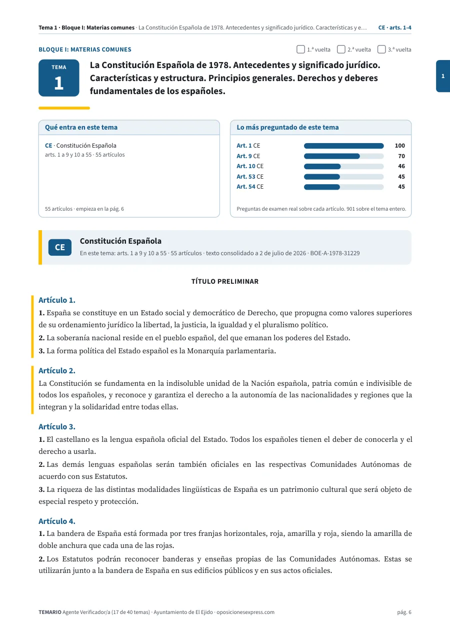 Primera página del tema 1 del temario