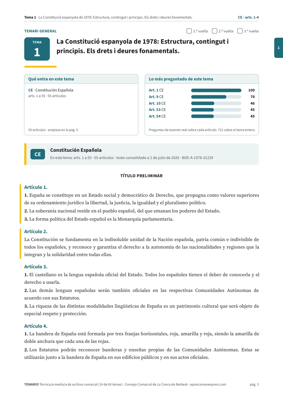 Primera página del tema 1 del temario