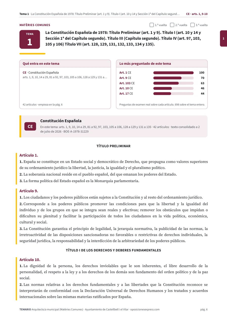 Primera página del tema 1 del temario