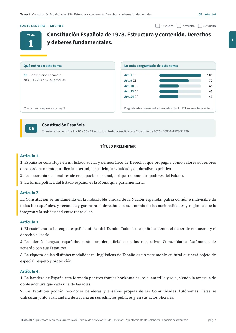 Primera página del tema 1 del temario
